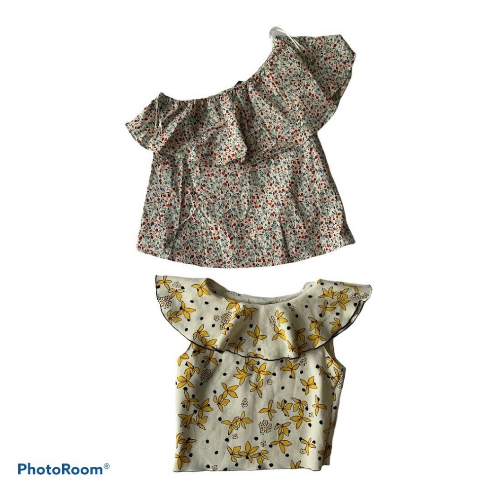 ZARA Basics Collections Foral Ruffled Tops Size XS